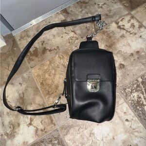 Women’s Primark Brand Brand Grunge Alternative Sliver and Black Belt Bag Purse